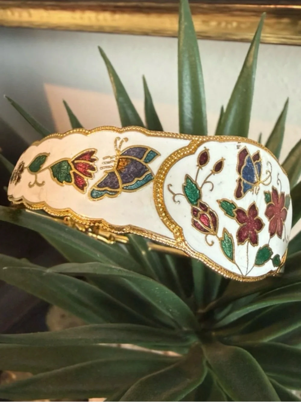 Vintage Cloisonné Clamp Bracelet
